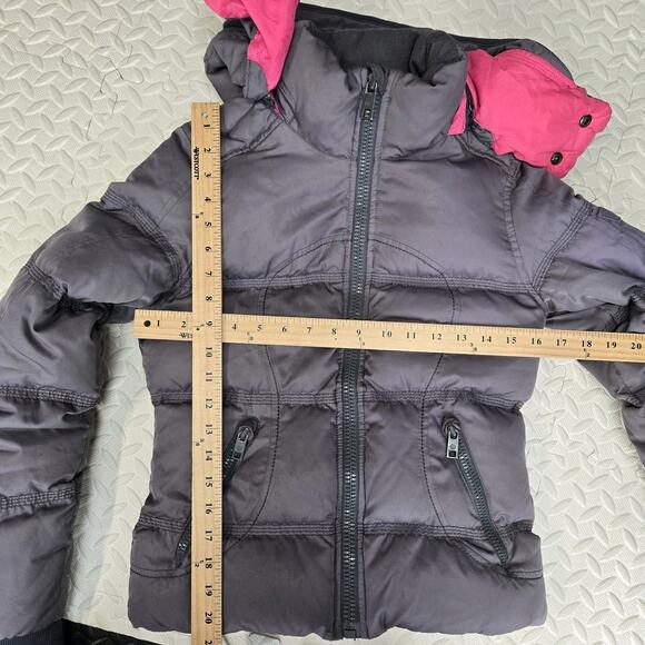 Lululemon Goose Down Puffer Jacket Womens 4 XS Gray Hot Pink Removable Hood - Picture 12 of 14